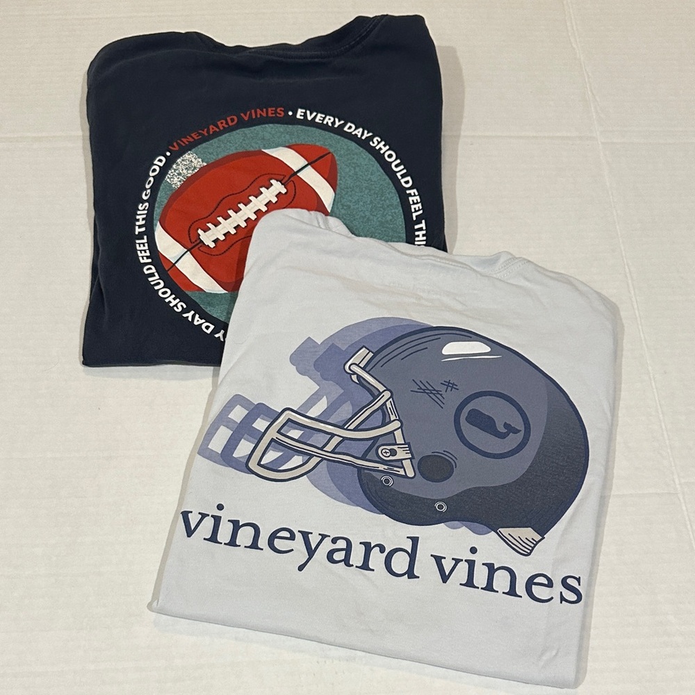 Vineyard Vines Kids' Navy and Light Gray Football Tees